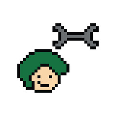 Cartoon cute pixel 8bit character engineer man fix problem improvement for decoration 8 bit male boy male engineer solve problem character game png vector.