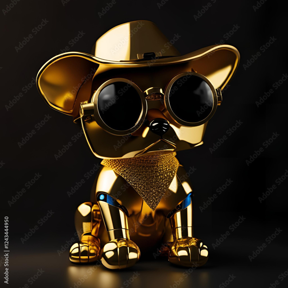 Poster 3d gold guy with a cup