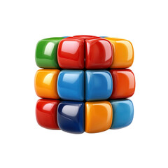 Colorful 3D Cube Puzzle Abstract Geometric Design of Shiny Blocks
