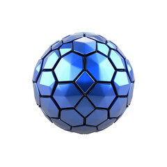Fototapeta premium Abstract Blue Metallic Sphere with Geometric Facets