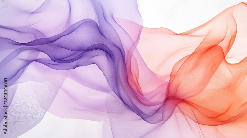 Poster soft overlapping pencil strokes create flowing textures and blended hues of purple and orange on a l