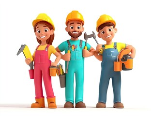 Transparent PNG available Cartoon Plumber Characters Set Featuring Worker Men With Tools Generative AI