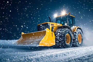 Snowplow Tractor Clears Winter Roads