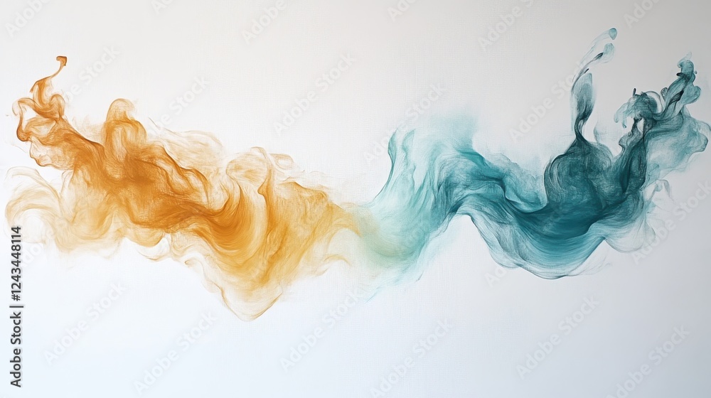 Poster minimalist pastel strokes create a fluid composition in warm and cool tones