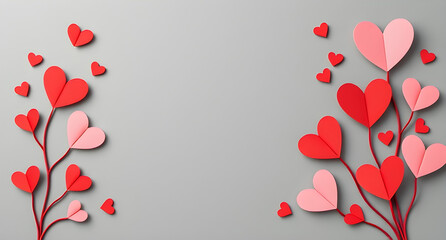 Valentine's Day background - Greeting Card paper craft syle with copy space.