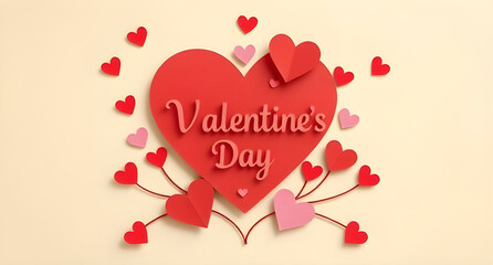 Valentine's Day background - Greeting Card paper craft syle with copy space. .