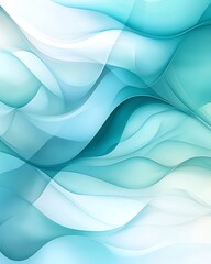 Obraz premium A beautiful abstract illustration featuring flowing waves in various shades of blue and aqua, creating a calming and serene effect ideal for backgrounds or digital art.