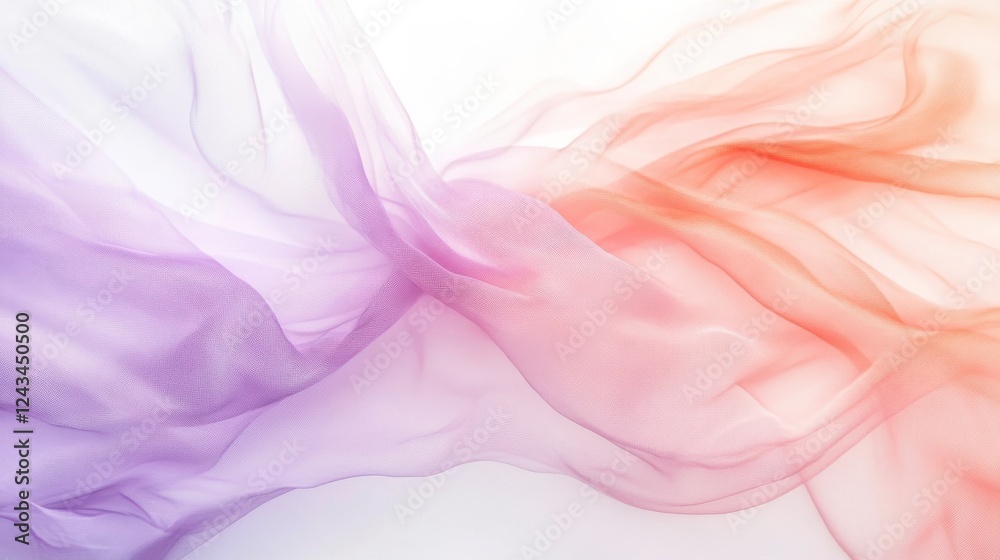 Poster flowing chiffon fabric in elegant muted coral and lavender haze creating a soft and dreamy atmospher