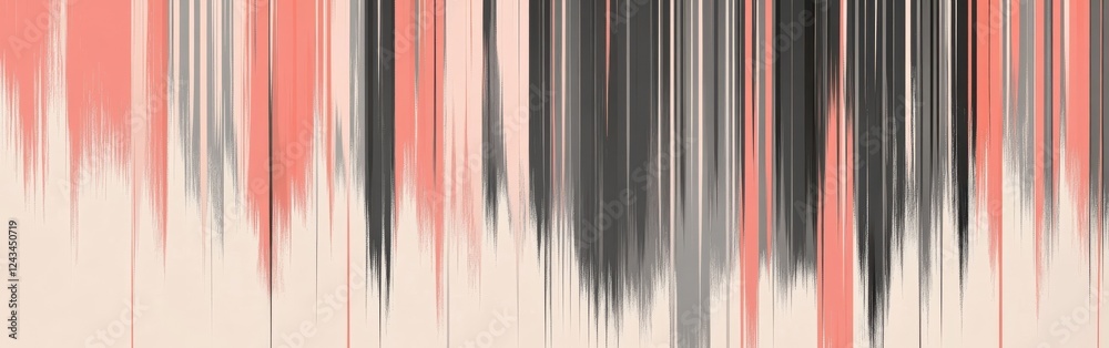 Leinwandbilder elegant coral and gray dashed lines create a modern abstract art piece with a soft background