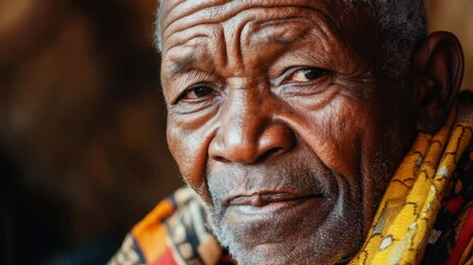 Elderly man in traditional attire expressing wisdom and reflection