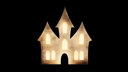 Eerie illuminated castle with spooky ambiance.