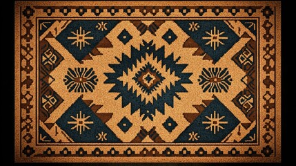 Obraz premium Intricate Geometric Design Woven Rug Textile Art