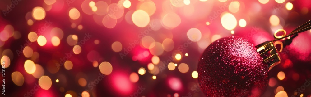 Poster bright ruby red and glowing gold bokeh circles create a festive ambiance for holiday celebrations