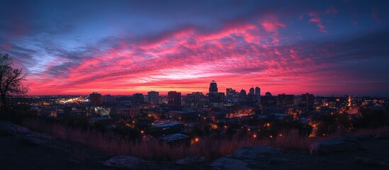 Cityscape Sunrise, Hilltop View