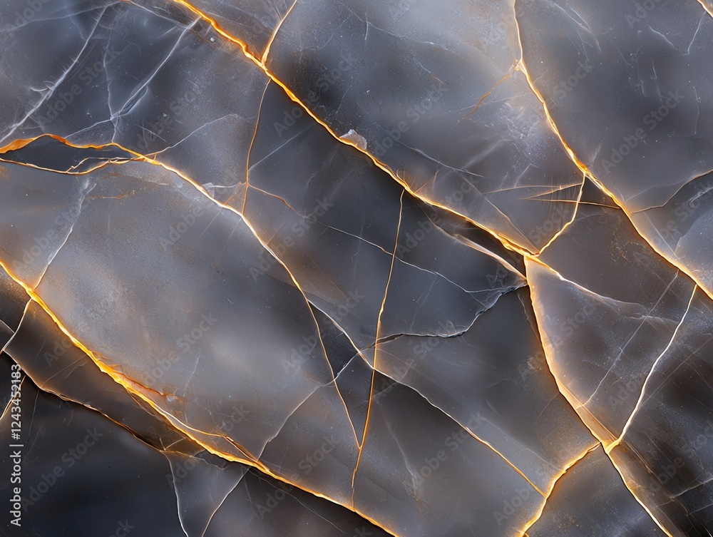 Poster a captivating abstract close-up of cracked stone with luminous veins. the intricate patterns and tex