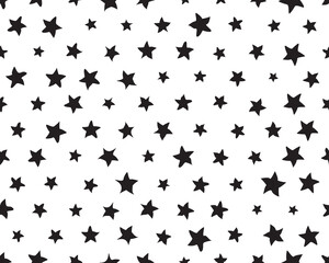 Seamless pattern with black stars on a white background