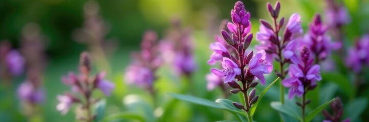 Fototapeta premium The delicate, small purple flowers of plectranthus mona add a touch to the garden, bloom, delicate, plectranthus