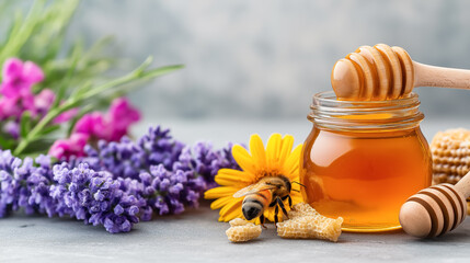 Exploring natural honey extraction and beekeeping techniques in a vibrant floral setting
