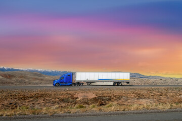 Semi Truck on Highway, Trucking in USA	