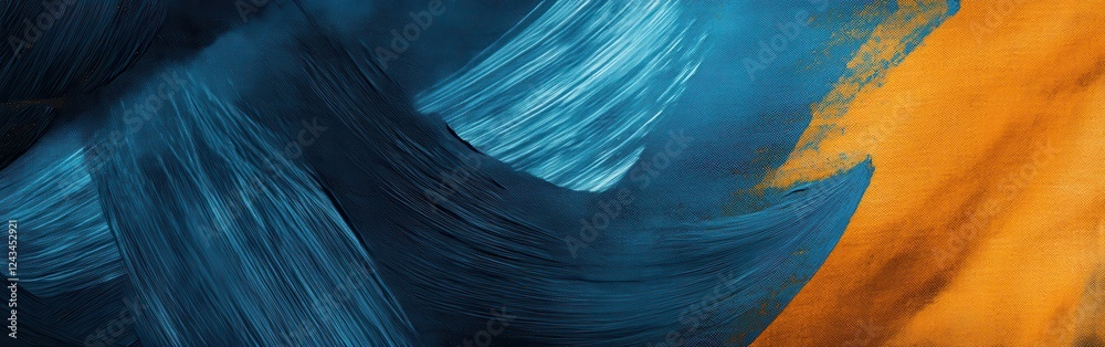 Aufkleber abstract art created with pencil strokes in blue and orange showcasing fluid textures and dynamic mo