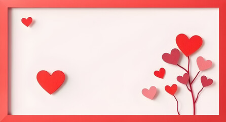 Valentine's Day frame - Greeting Card paper craft syle with copy space.