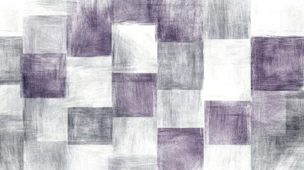 Unique geometric abstraction in pencil strokes featuring shades of gray and violet in a textured design
