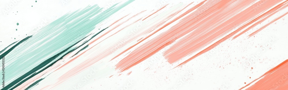 Aufkleber Abstract pencil strokes composition with mint and coral hues creating a dynamic visual experience