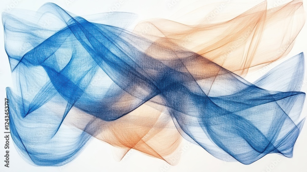 Aufkleber colorful abstract pencil strokes create a dynamic background with flowing blue and orange hues captu