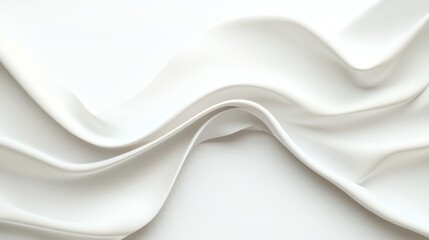 A close-up of smooth, flowing white fabric creates an elegant and serene atmosphere. The soft texture and natural draping convey a sense of calm and sophistication.