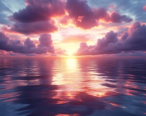 Obraz premium Vibrant sunset over calm ocean. (6)