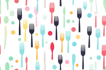 Colorful Fork Pattern Seamless Repeat Background