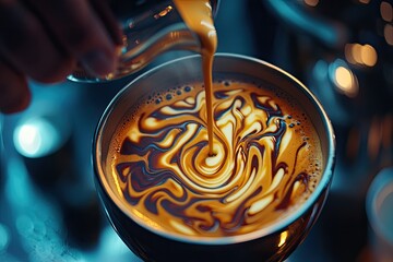 a cup of coffee with a spoon in it