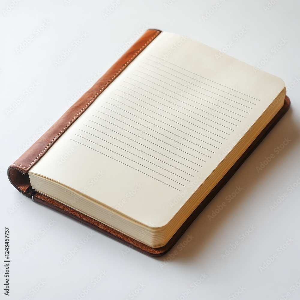Aufkleber Notebook with lined pages resting on a neutral surface for writing notes and ideas