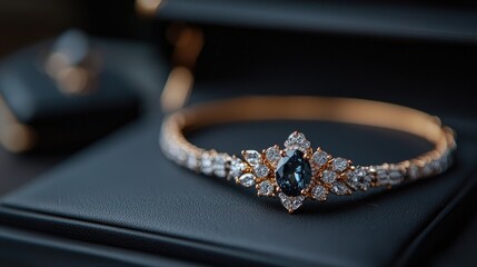 Elegant sapphire bracelet in jewelry box