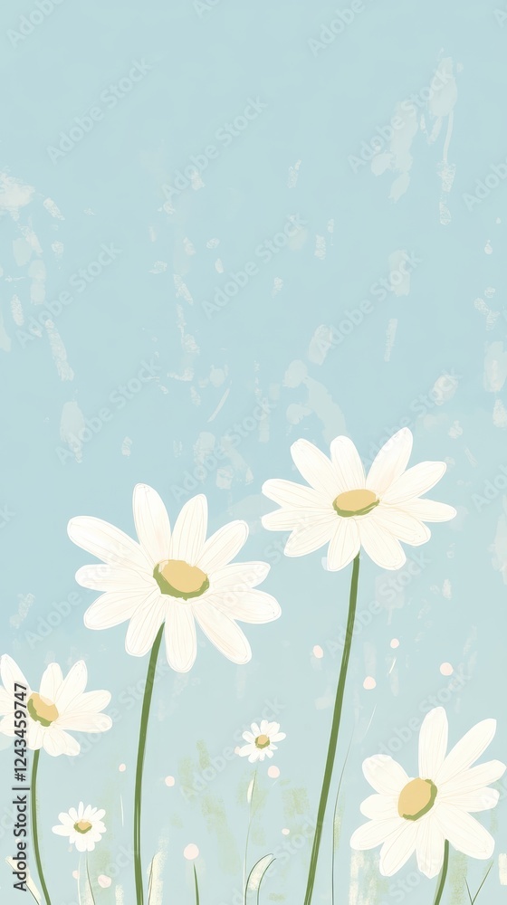 Poster minimalistic representation of daisies against a pale background capturing the essence of nature in 
