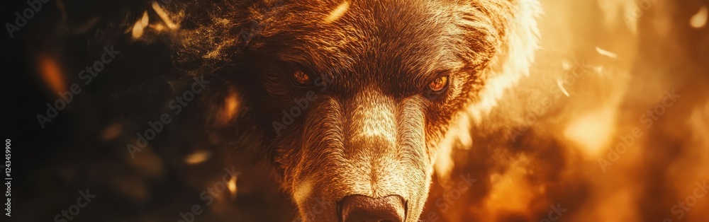 Poster bears face captured in stunning detail showcasing intense expression and powerful gaze in a natural 