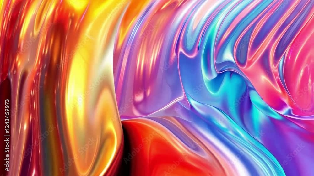 Poster captivating iridescent abstract gradient showcasing vibrant swirls of color in dynamic flowing patte