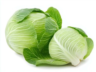 Fototapeta premium Freshly harvested cabbage with green leaves.