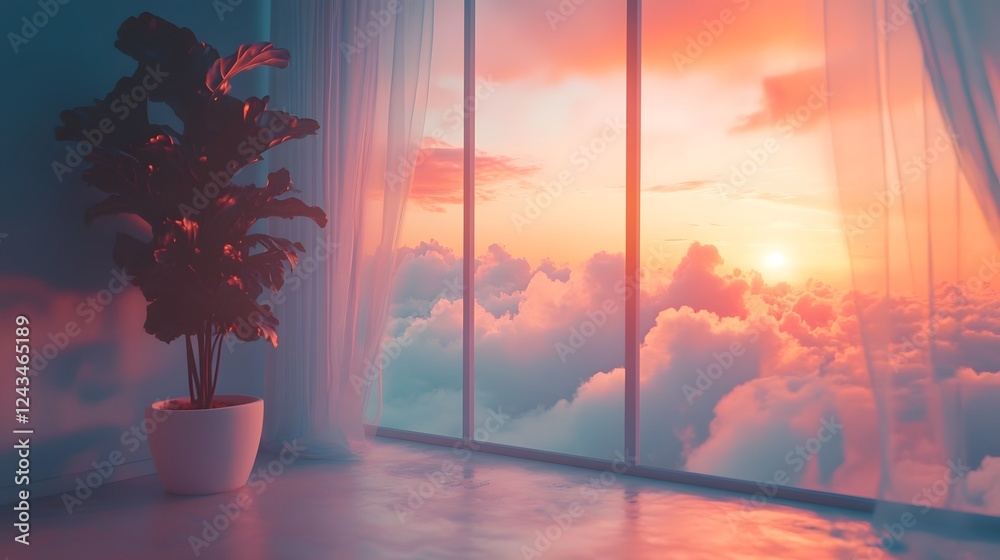 Wall mural calm minimal scene with a soft bright lighting a gradient sky and a dreamy open atmosphere that enha