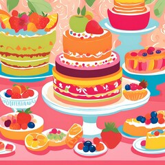 Birthday cake, dessert, cake illustration and wallpaper