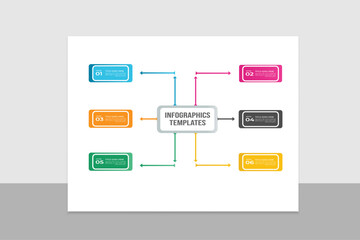 Modern Infographic template design with rectangular multicolor blue ,orange, black  green pink shape



