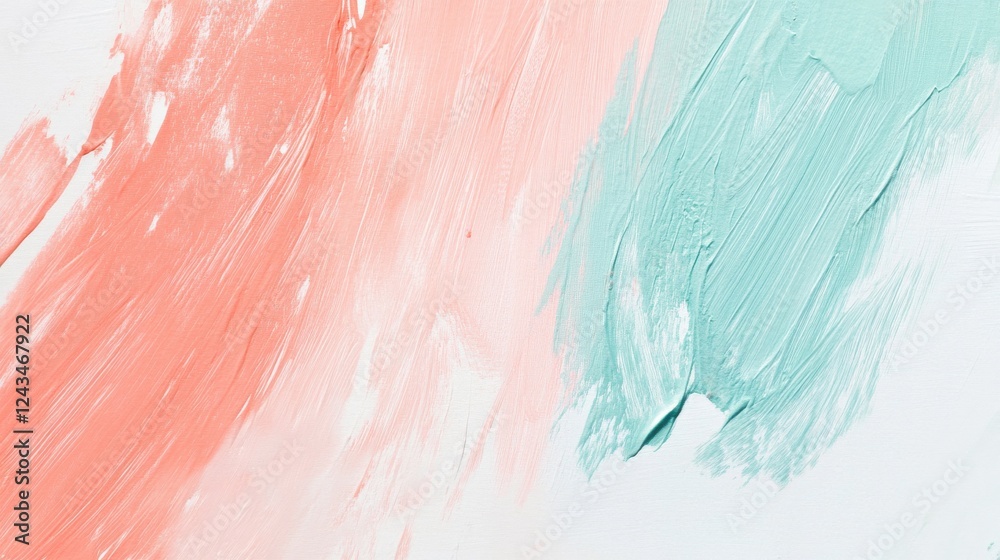 Aufkleber Soft pencil strokes blend mint and coral creating a harmonious visual transition on a textured surface