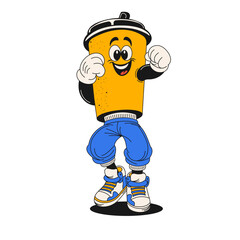 Mascot of a retro-style cafe. Vector illustration on an isolated background.