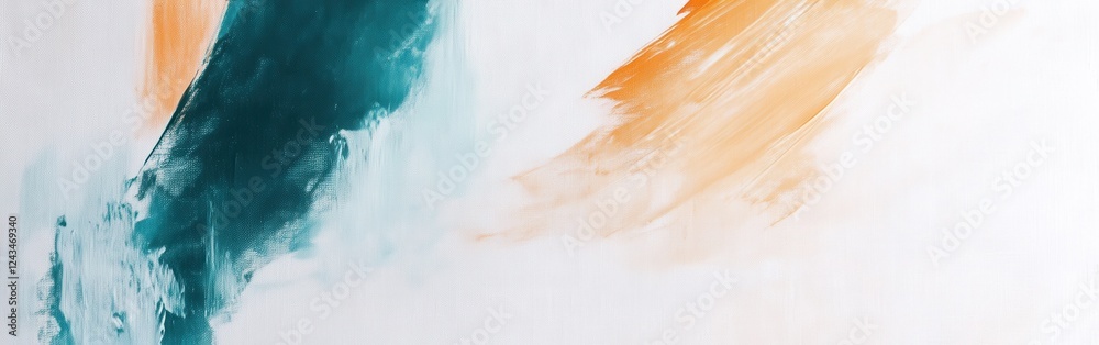 Poster Minimalist white canvas featuring a single pencil resting gently on the surface with colorful brush strokes