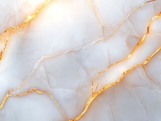 Fototapeta premium A stunning close-up of white marble with elegant golden veining. This texture creates a luxurious backdrop for design projects, ideal for wallpapers, backgrounds, and art displays.