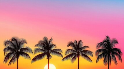 Silhouette Palm Trees at Vibrant Sunset