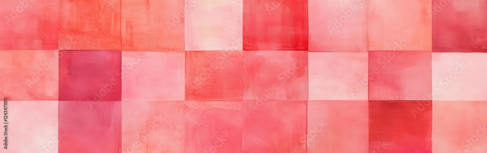 Aufkleber Exploring the beauty of minimalist fragmented pink and coral grids that create a harmonious visual experience in simple patterns