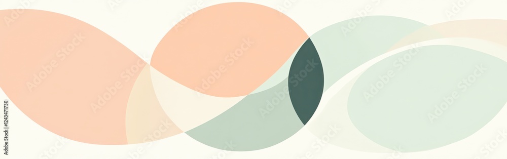 Aufkleber Faint mint and peach overlapping half-circles creating a soothing abstract pattern for a calm atmosphere