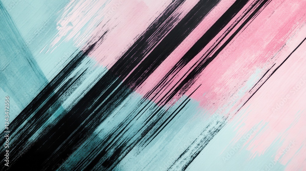 Poster elegant gradient with pencil strokes in muted mint and pink, showcasing abstract artistry in soft hu