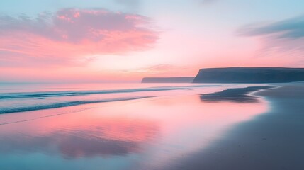 Fototapeta premium Dreamy Pastel Sky Backdrop with Soft Gradient Hues and a Tranquil Airy Atmosphere Conveying a Sense of Peaceful Contemplation and Natural Harmony